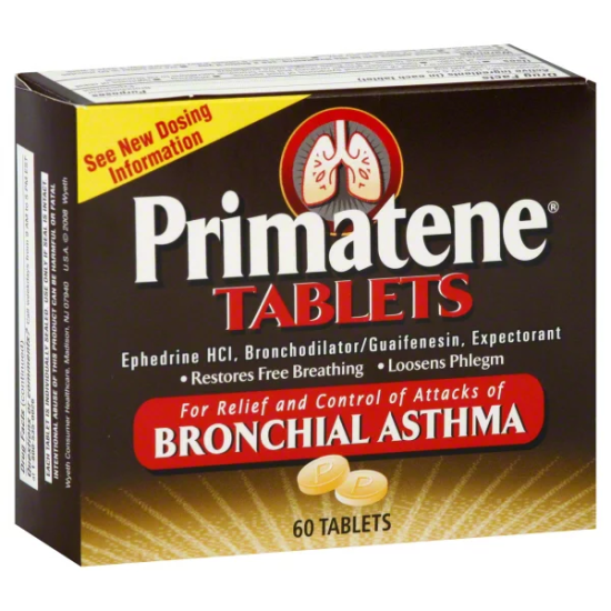Primatene Ephedrine HCL 60 Tablets For Bronchial Asthma Relief