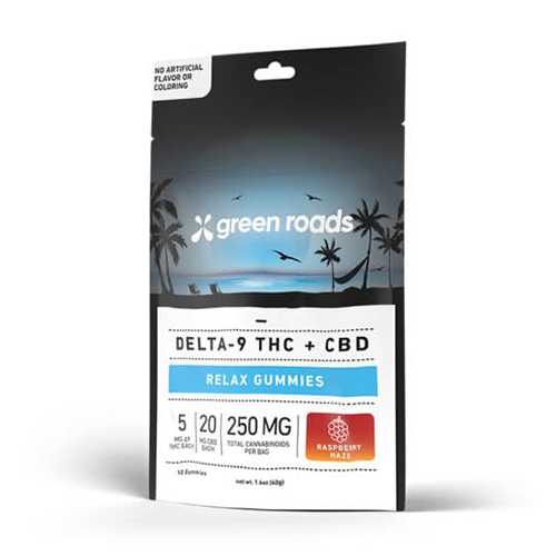 Relax Gummies Green Roads Delta-9 THC + CBD Raspberry Haze